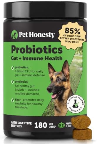 Pet Honesty Dog Probiotics Chews for Gut & Digestive Health, 180ct, Pumpkin