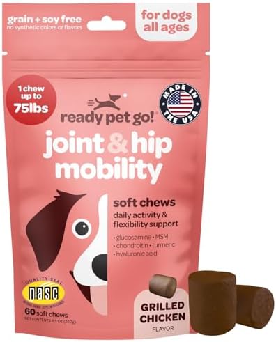 Hip and Joint Chews for Dogs | Dog Glucosamine Chews for Comfort & Mobility with Chondroitin MSM & Turmeric | Dog Joint Supplement for All Ages & Sizes | NASC Certified & Made in the USA | 60 Chews