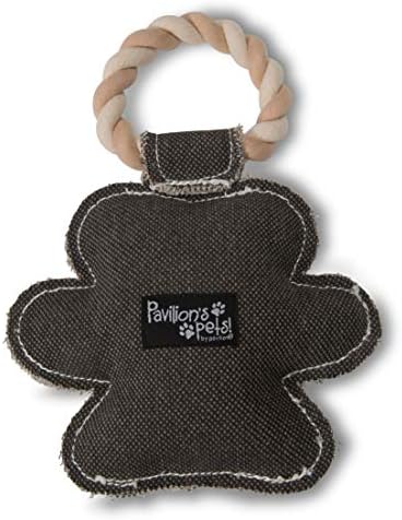 Pavilion Gift Company Gray Paw Print You are Pawsome! Canvas and Rope Dog Squeaky Toy