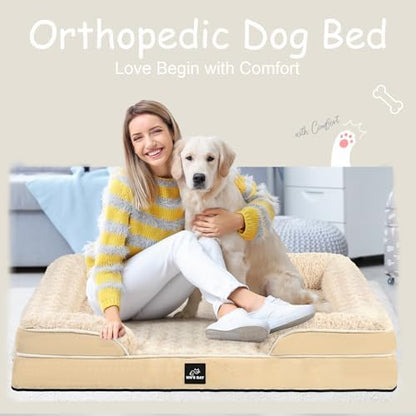 XXL Orthopedic Dog Bed, Dog Couch Bed, Pet Beds for Large Dogs(Beige, XXL)