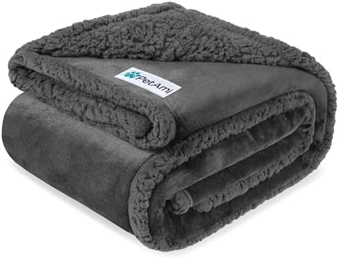 PetAmi Waterproof Dog Blanket for Large Dog Cat Pet, 60x80, Grey Sherpa