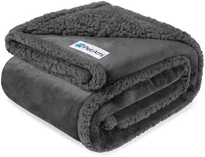 PetAmi Waterproof Dog Blanket for Large Dog Cat Pet, 60x80, Grey Sherpa