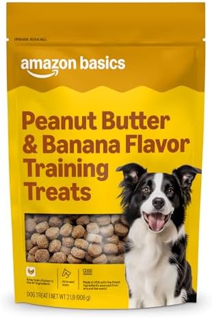 Amazon Basics Peanut Butter & Banana Flavor Training Treats for Dogs, 2 Pound (Pack of 1) (Previously Wag)
