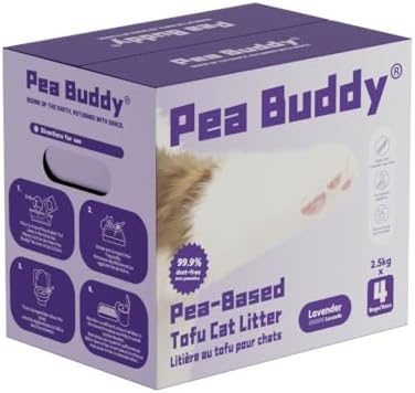 Pea Based Tofu Cat Litter, Dust Free Cat Litter, Low Tracking, and Natural Odor Control, Flushable (4 Bags, Lavender)