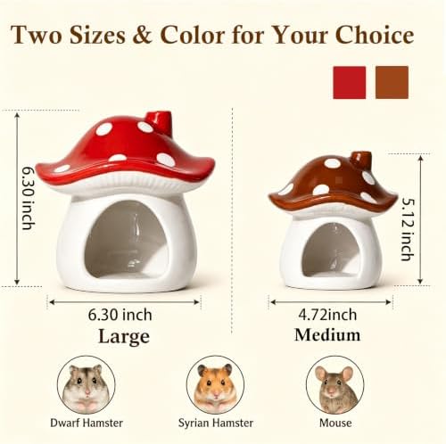 Ceramic Hamster Hideout Mushroom Chew Proof Syrian Hide Cool Bed