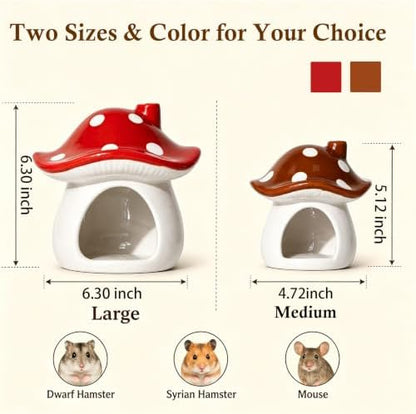 Ceramic Hamster Hideout Mushroom Chew Proof Syrian Hide Cool Bed