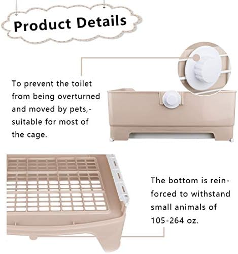 PINVNBY Large Rabbit Litter Box,Plastic Bunny Litter Pan with Drawer,Small Animals Trainer Corner Toilet Box for Adult Guinea Pigs Chinchilla Ferret Hedgehog (Brown)