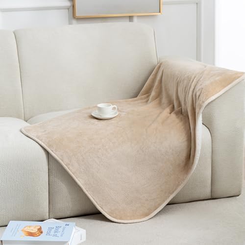 gogobunny Waterproof Pet Blanket for Small Dogs and Cats, Reversible Sherpa Fleece Soft Plush Throw for Couch Protection, Washable Furniture Protector (Beige, 30x40 inches)