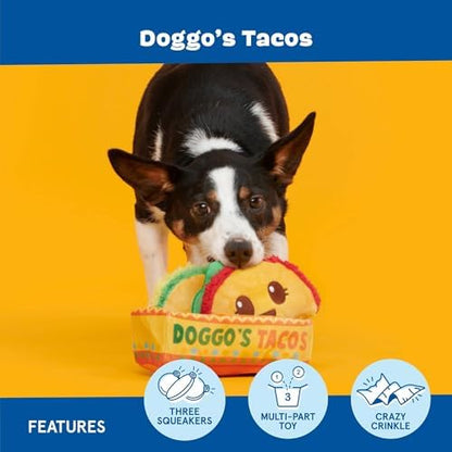 BarkBox Doggo's Tacos 3-in-1 Interactive Plush Dog Toy