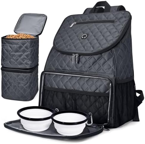 BAGLHER 丨Dog Travel Bag,Airline Approved Pet Supplies Backpack, Dog Travel Backpack with 2 Silicone Collapsible Bowls and 2 Food Baskets.