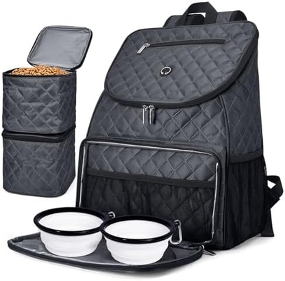 BAGLHER 丨Dog Travel Bag,Airline Approved Pet Supplies Backpack, Dog Travel Backpack with 2 Silicone Collapsible Bowls and 2 Food Baskets.