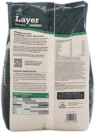 Manna Pro Chicken Feed | 16% Chicken Food with Probiotic Pellets, Layer Feed | 16 lbs (Pack of 2)