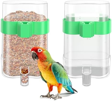 CLPOAWC Bird Water Dispenser, Bird Cage Feeder, Parakeet Cage Accessories, 2 Pcs Automatic Bird Water Feeder for Budgies Cockatiel Lovebird Canary Finch, clear
