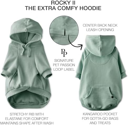 Pet Passion Rocky II Dog Hoodie, Sage, XXX-Small