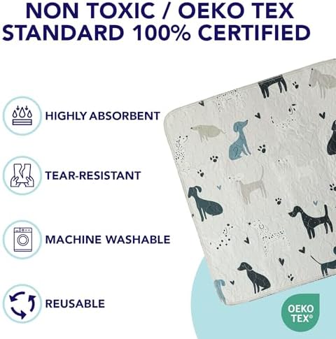 PUPIBOO Washable Pee Pads for Dogs and Cats - Super Absorbent Reusable Puppy Training Pads - 100% Waterproof, Leak-Proof & Non-Slip Whelping Pads for Pet Housebreaking