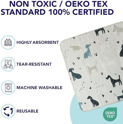 PUPIBOO Washable Pee Pads for Dogs and Cats - Super Absorbent Reusable Puppy Training Pads - 100% Waterproof, Leak-Proof & Non-Slip Whelping Pads for Pet Housebreaking