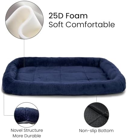 Patas Lague Small Dog Bed Bolster Pet Crate Mat 16''x12'' Navy Blue