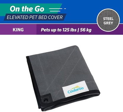 Coolaroo On The Go Cooling Elevated Dog Bed Replacement Cover, Portable for Travel & Camping, Collapsible for Storage, King, Steel Grey