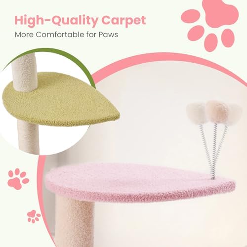 Max & Marlow 95-108" Floor to Ceiling Adjustable Cat Tree, Pink