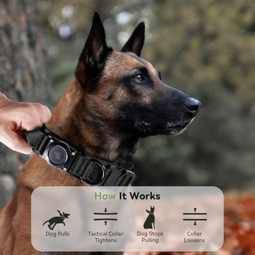 2026 Upgrade Waterproof Tactical AirTag Dog Collar, Built in AirTag Holder