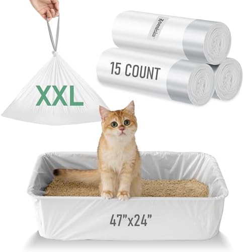 ZOMISIA Cat Litter Box Liner XXL - 15 Count 47" x 24" Jumbo Litter Bags