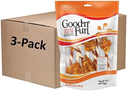 GOOD 'N' FUN Double Pops Long-Lasting Dog Treat, 5.5 oz (3 Pack)