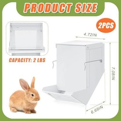 Maxcheck 2 Pcs Rabbit Feeder for Cages, 4.7 Inches, Mesh Bottom, White