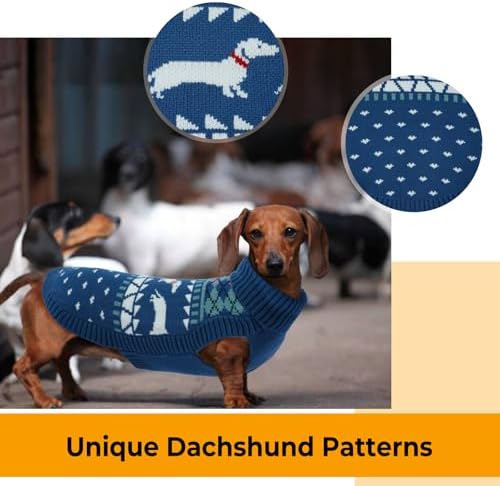 Lelepet Dachshund Sweater Turtleneck Dog Sweaters for Small Dogs (XS-XL)