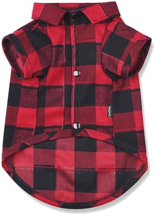 Dog Plaid Shirt for Smal & Medium Dogs Snap T-Shirt Clothes Red#1-2XL