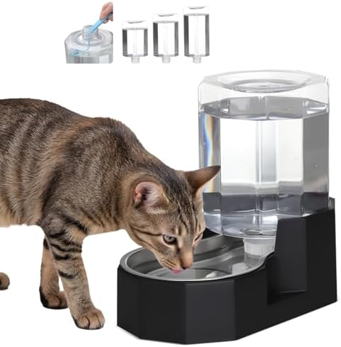 Sfozstra 5L Cat Gravity Water Bowl Dispenser: Stainless Steel Bowl