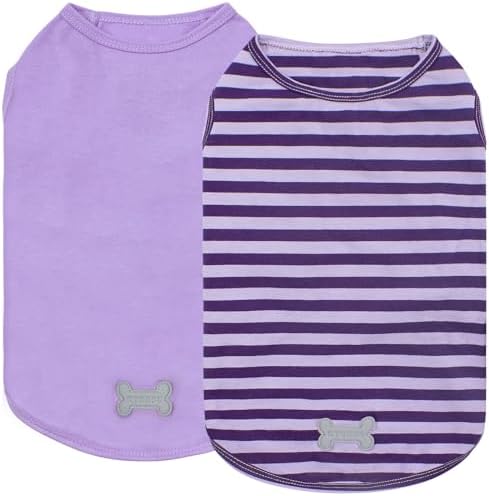 KYEESE 2Pack Cotton Dog Shirt for Small Medium Dogs Soft Striped Tank Top