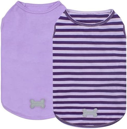 KYEESE 2Pack Cotton Dog Shirt for Small Medium Dogs Soft Striped Tank Top