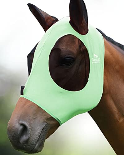 Harrison Howard Super Comfort Stretchy Fly Mask Large Eye Space with UV Protection Soft on Skin with Breathability Cool Mint M Cob