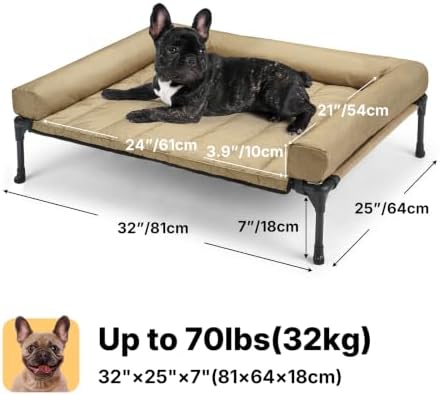 Veehoo Outdoor Elevated Dog Bed with Waterproof Bolster Cushion, Cooling
