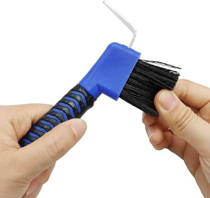 Hoof Pick Brushes, Soft Touch Rubber Handle Portable Hoofpick, Stiff Hoof Pick for Horse Care, Groomers (Blue)
