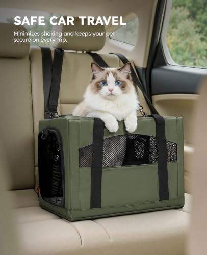 Pecute Cat Carrier Stable, Pet Carrier with Privacy Partition,Green