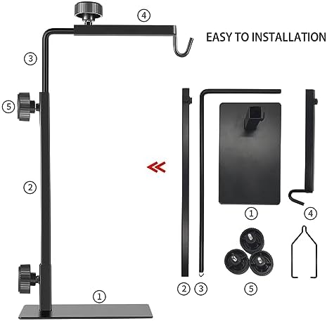 Reptile Heat Lamp Stand, Adjustable 16"- 31" H, Sturdy Metal Light Holder