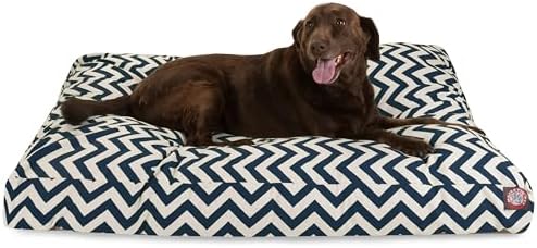 Majestic Pet Rectangular Dog Bed, X-Large, 50x42x5 in, Washable, Navy Blue