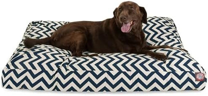 Majestic Pet Rectangular Dog Bed, X-Large, 50x42x5 in, Washable, Navy Blue