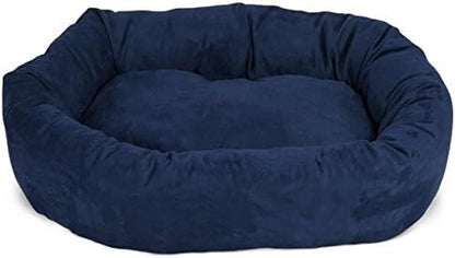 Majestic Pet Suede Calming Dog Bed, 40 Inch Large, Round, Washable, Navy