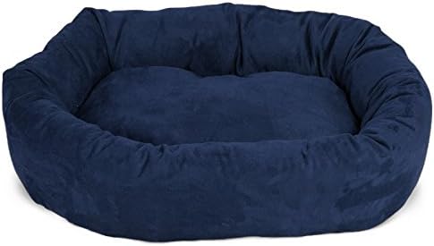 Majestic Pet Suede Calming Dog Bed, 32 Inch Medium, Round, Washable, Navy