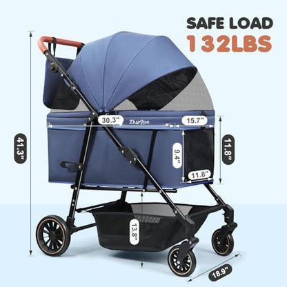 Dog Stroller for Large & Medium Dogs (20–132 lbs), for 2 Small Dogs
