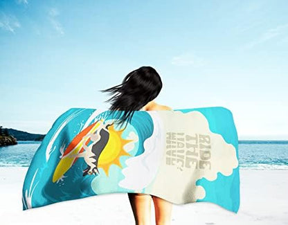 Caroline's Treasures MLM1223TWL3060 Surfer Dog Black Silver German Shepherd Premium Beach Towel Oversized Towel Beach Blanket, Pool, Beach Essentials, Yoga, Premium Bath Towel, Quick Dry Plush