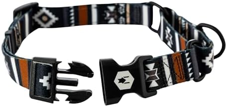 Wolfgang Heavy Duty Martingale Dog Collar with Quick Release Nylon Buckle for Walking & Training, NewMoon Print, Medium