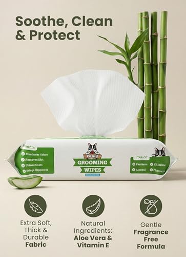 Pogi’s Dog Grooming Wipes – Hypoallergenic Pet Wipes for Paws, Body & Butt – Cleaning & Hydrating, Fragrance Free, 100 Count