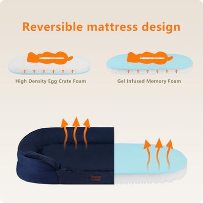 Orthopedic Waterproof XXX-Large Dog Bed Sofa, Gel Memory Foam, 53"