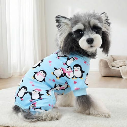 XPUDAC 4 Pack Dog Pajamas Cute Dog Clothes for Small Medium Dogs Boy Stretchy Soft Pjs Jammies Outfit Puppy Onesies for Winter, XS