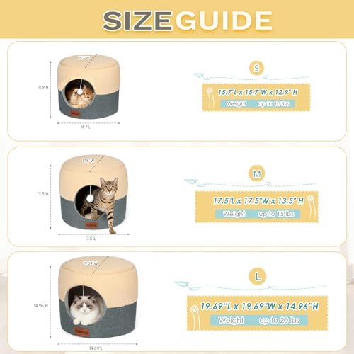 2-in-1 Foldable Cat Bed for Indoor Cats, Cat Cave & Sofa Bed