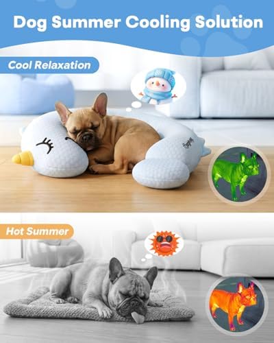 BurgeonNest Cooling Small Dog Pillow for Puppies and Cats,(Cool Blue, Large)