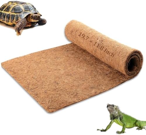 Hamiledyi Reptile Carpet Mat 19.7x11.8in Coconut Fiber Substrate Lizard Cage Pad Tortoise Substrate Liner Snake Coco Liner for Bearded Dragon Gecko Turtle Chamelon Iguana